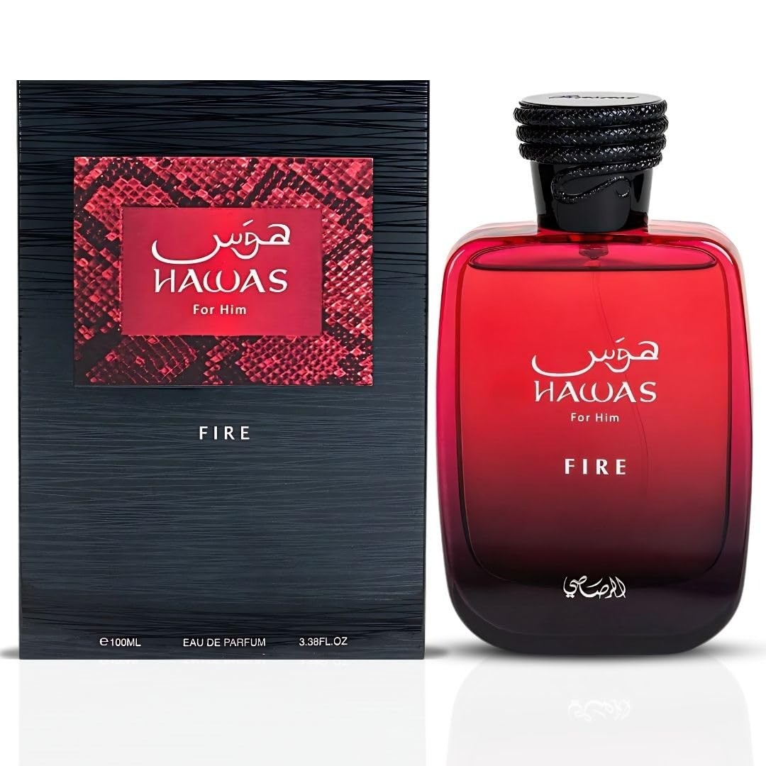 RASASI Hawas Fire Eau De Parfum Spray -3.4Oz- Bold Long Lasting Arabian Perfume