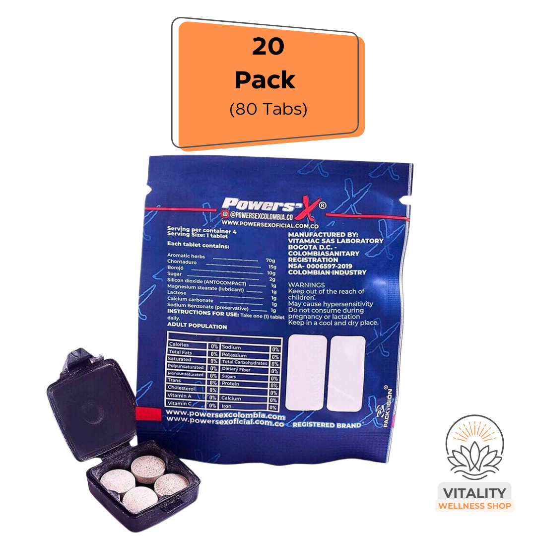 Powers’x Men’s Vitality Support Natural Supplement 20 Pack (80 Tabs)