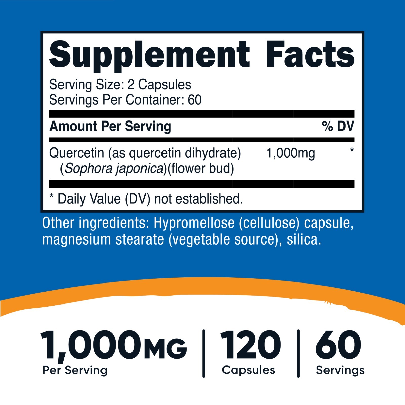 Nutricost Quercetin 1000mg, 120 Capsules – 60 Servings, 500mg Per Capsule