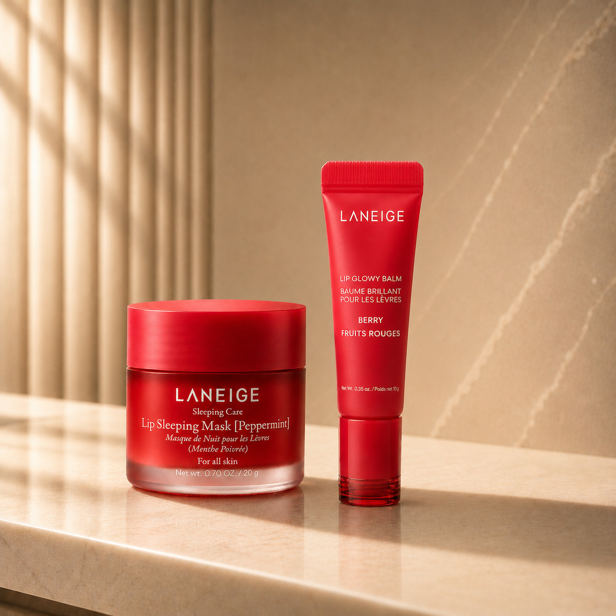 K-Beauty LANEIGE Lip Sleeping Mask 20g + Lip Glowy Balm Berry 10g Set