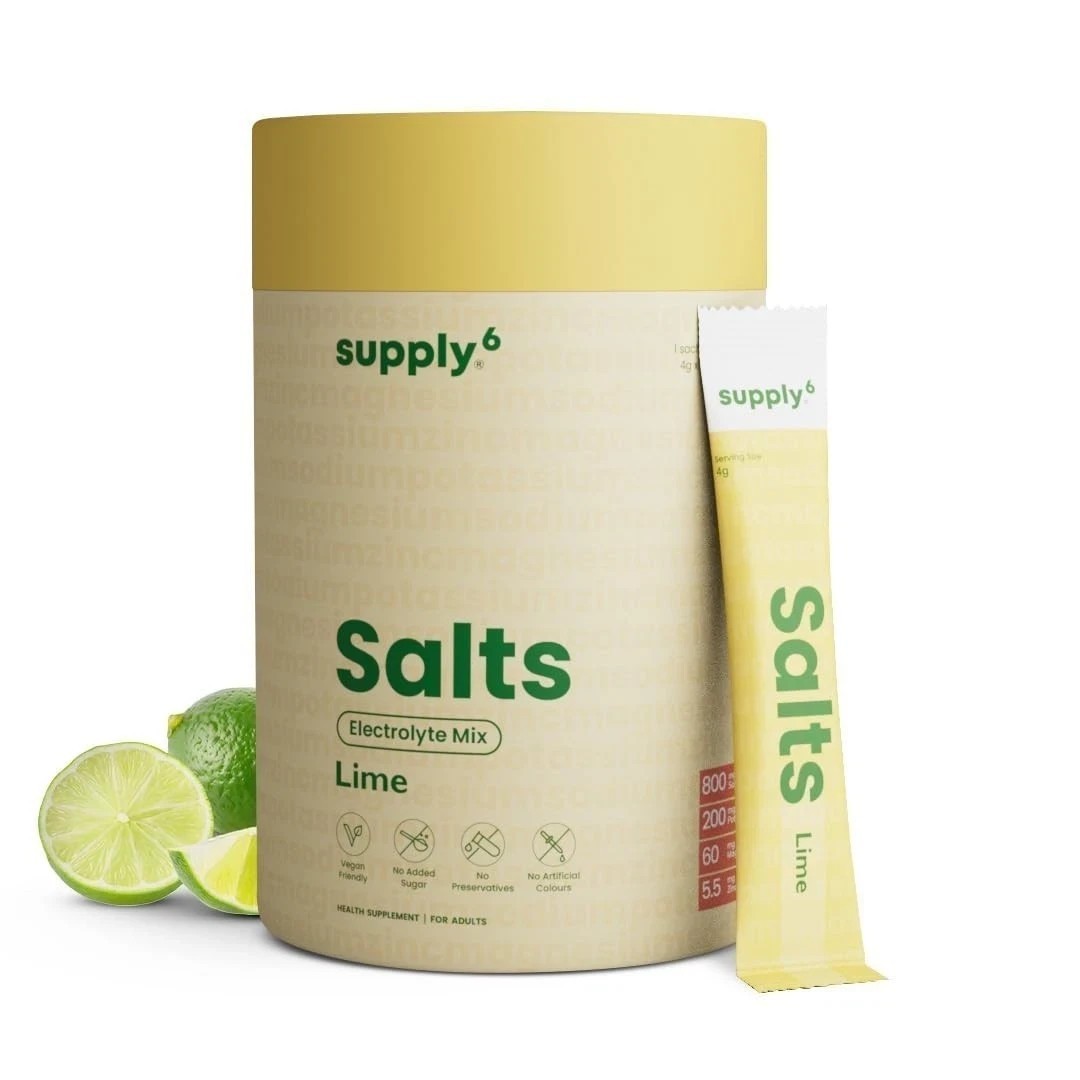 Supply6 Salts | Electrolyte Mix | Zero Added Sugar, (36 Servings, Lemon Lime)