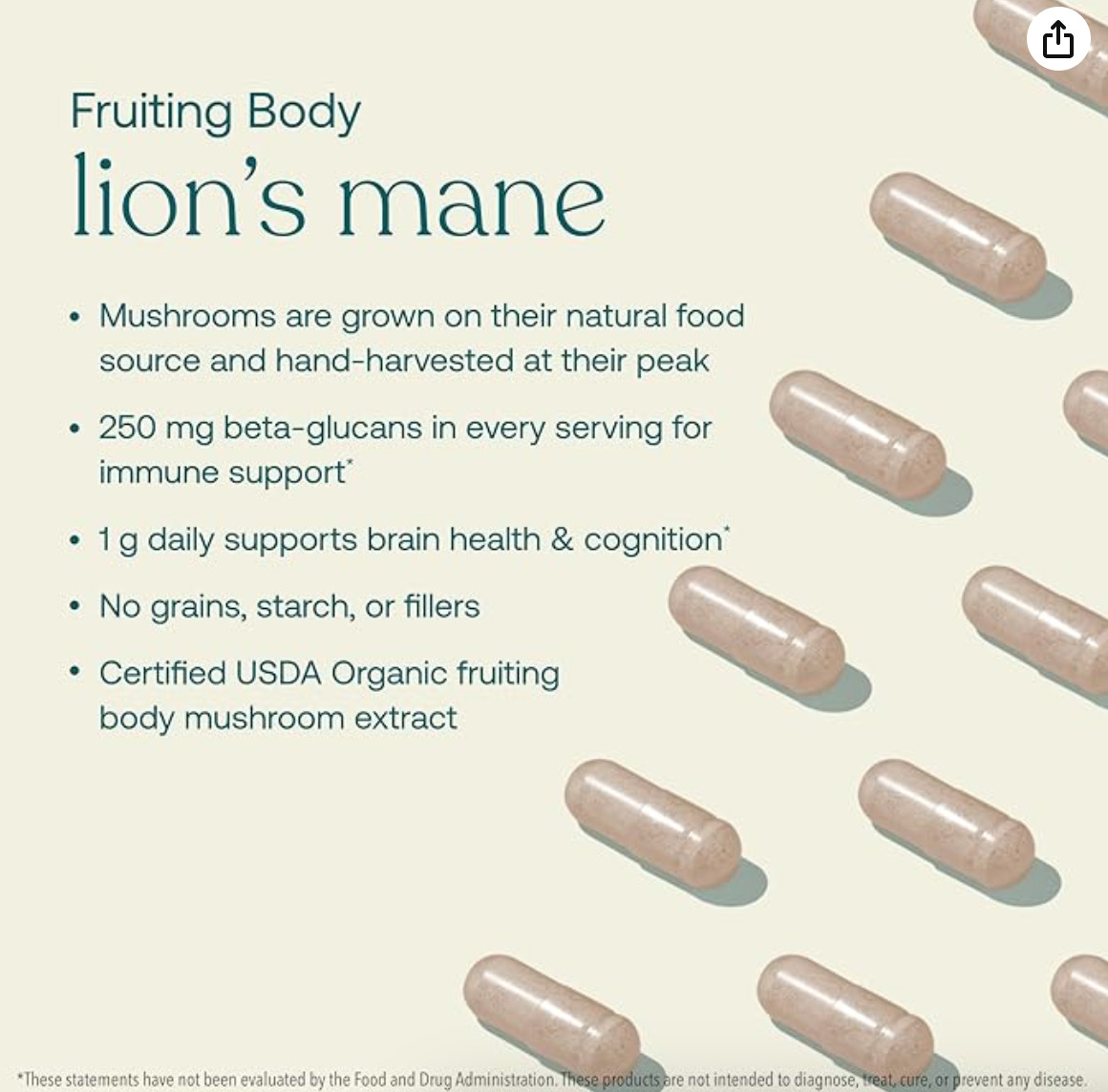 True Grace Mushroom Lion’s Mane Brain, Nerve &Cognitive Support-60 Count 12/2025