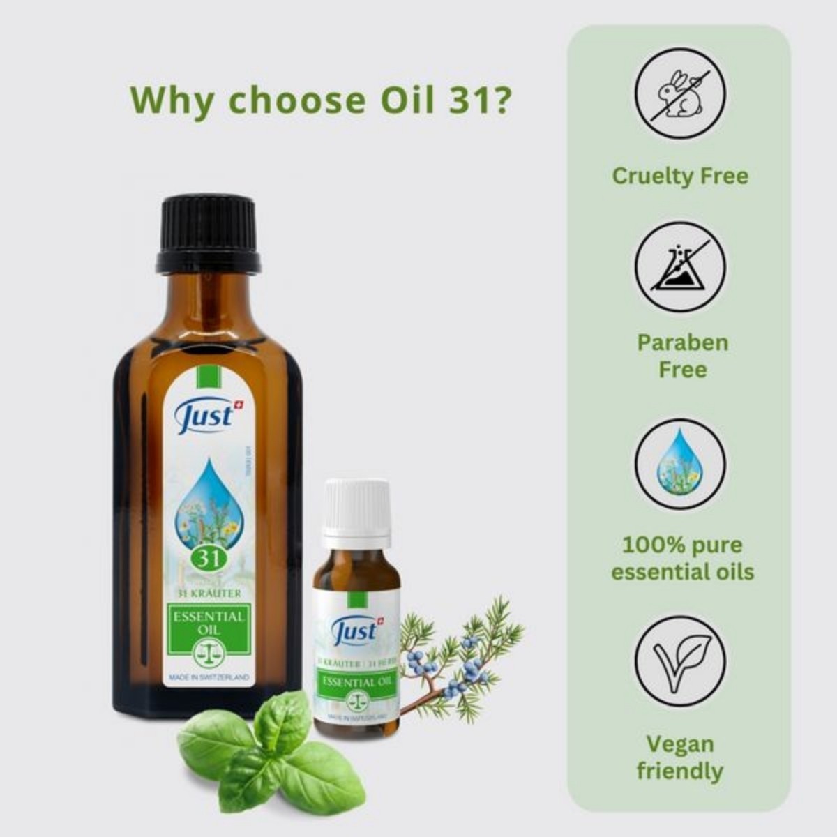SWISS JUST Thyme+Juniper Cream+31 Essential Oil Anti Aging Therapy Body Massage