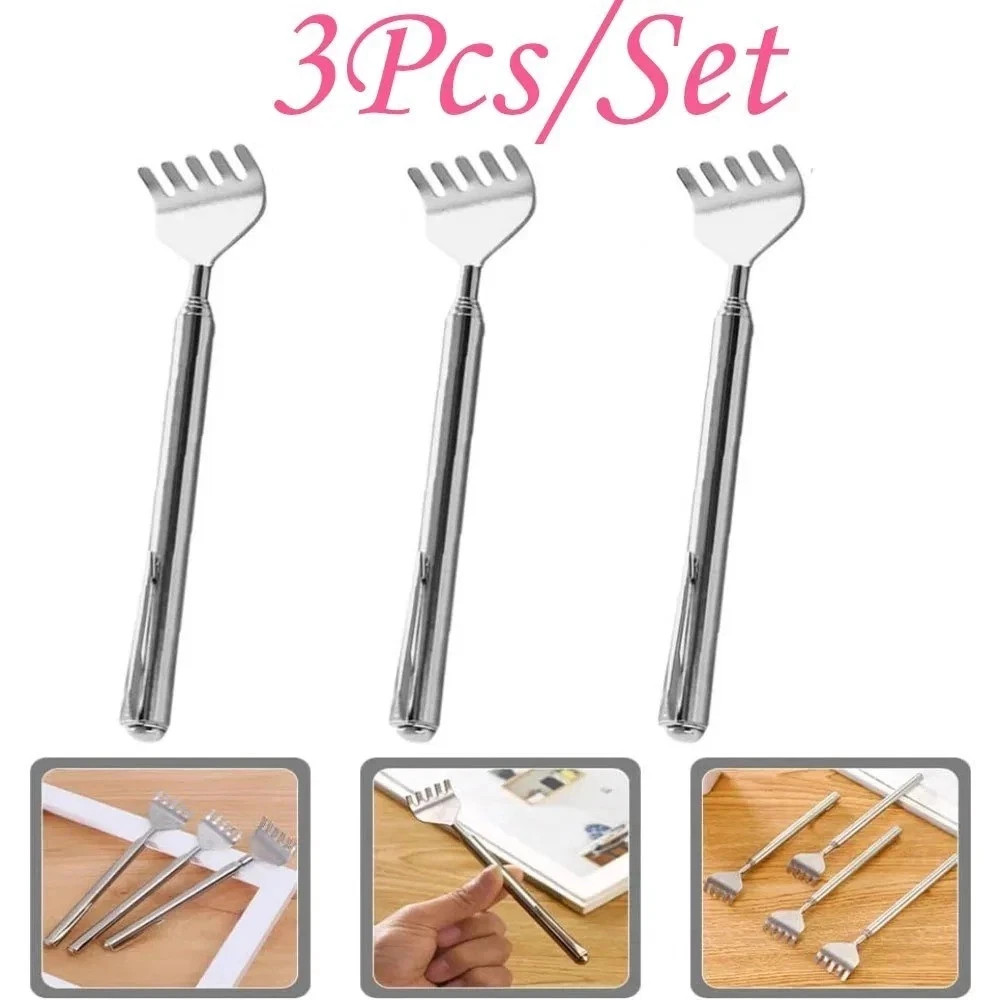 silvery Telescopic Back Scratcher, Portable Extendable Stainless Steel Scratcher
