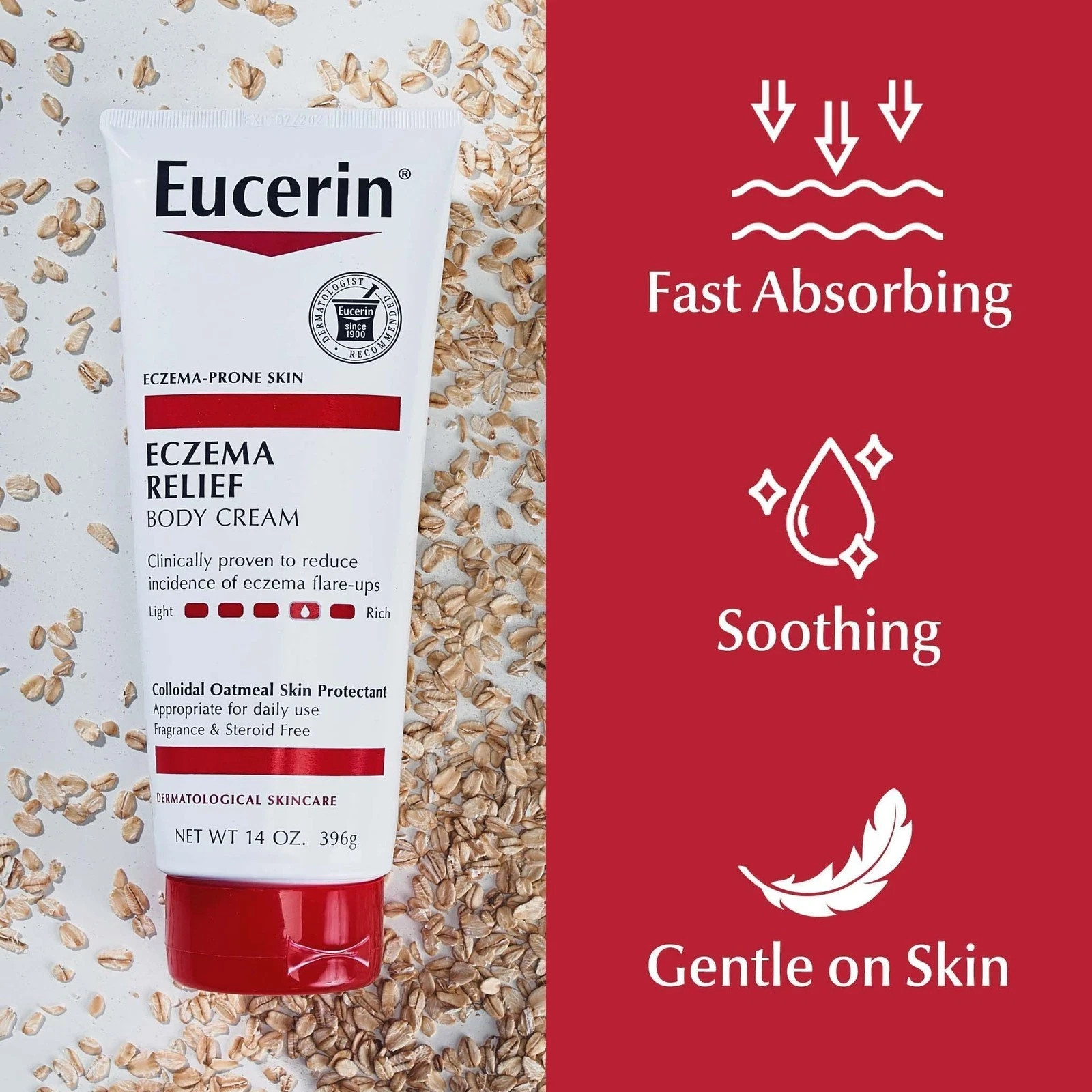 Eucerin Eczema Relief Body Cream for Dry Skin, VALUE SIZE, 14 oz/369g, 06/26++