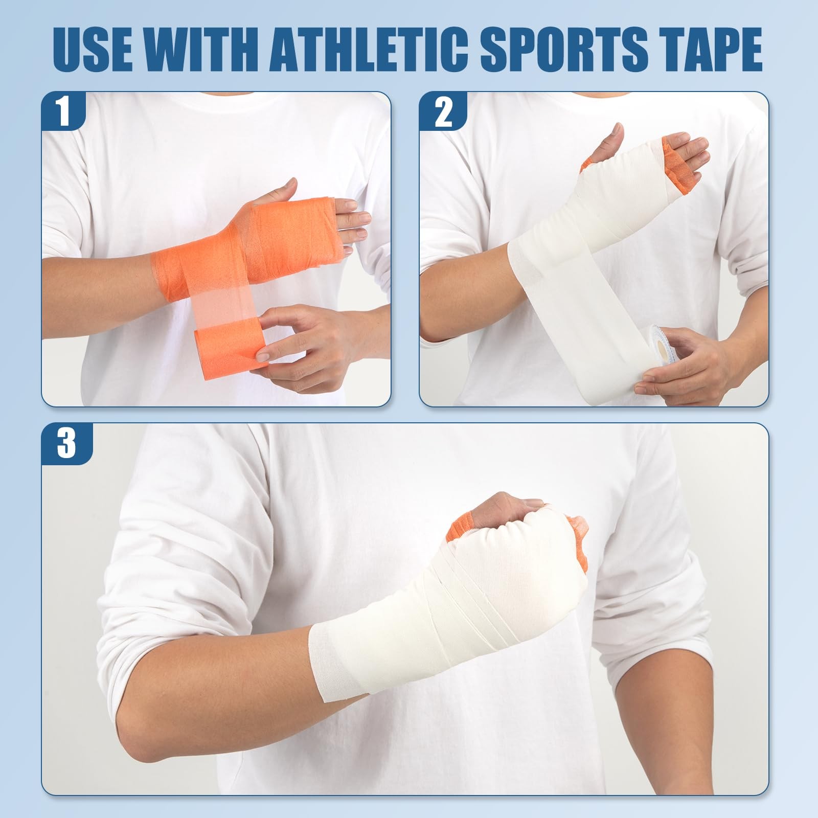 Pre Wrap Athletic Tape 6 Pack, 2.76 Inch x 11 Yards Foam Underwrap Bandage, Foam