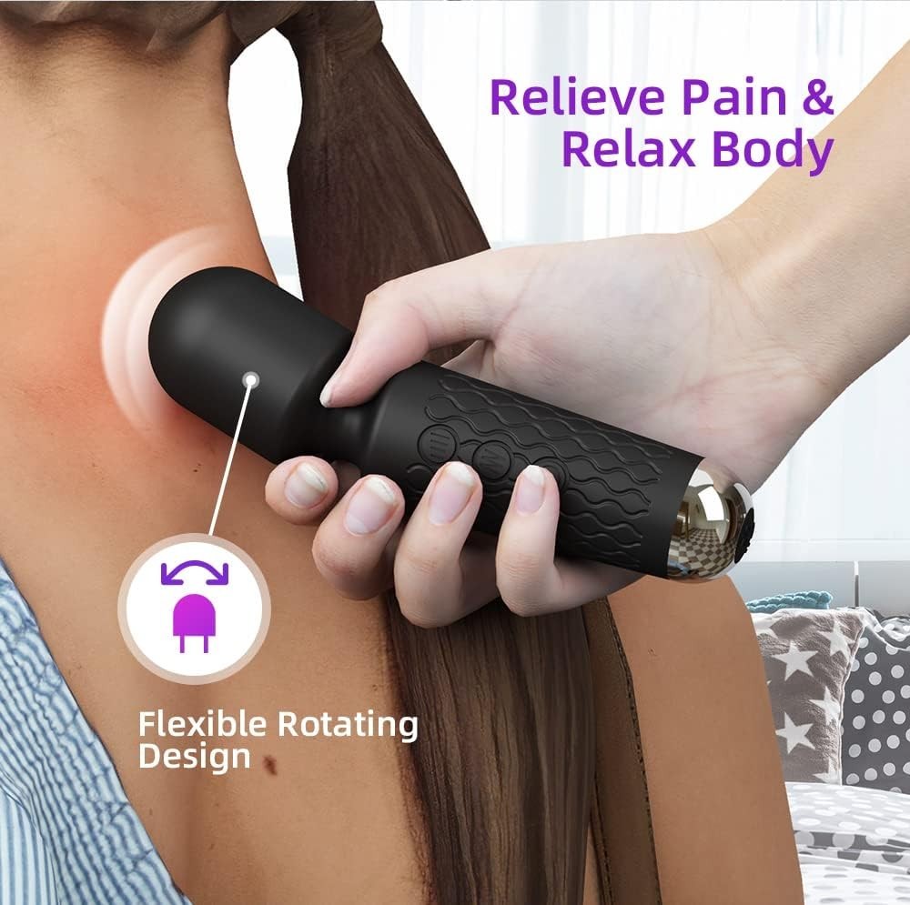 Mini Cordless Handheld Massager 20+8 Vibration Modes Travel Stress Relief