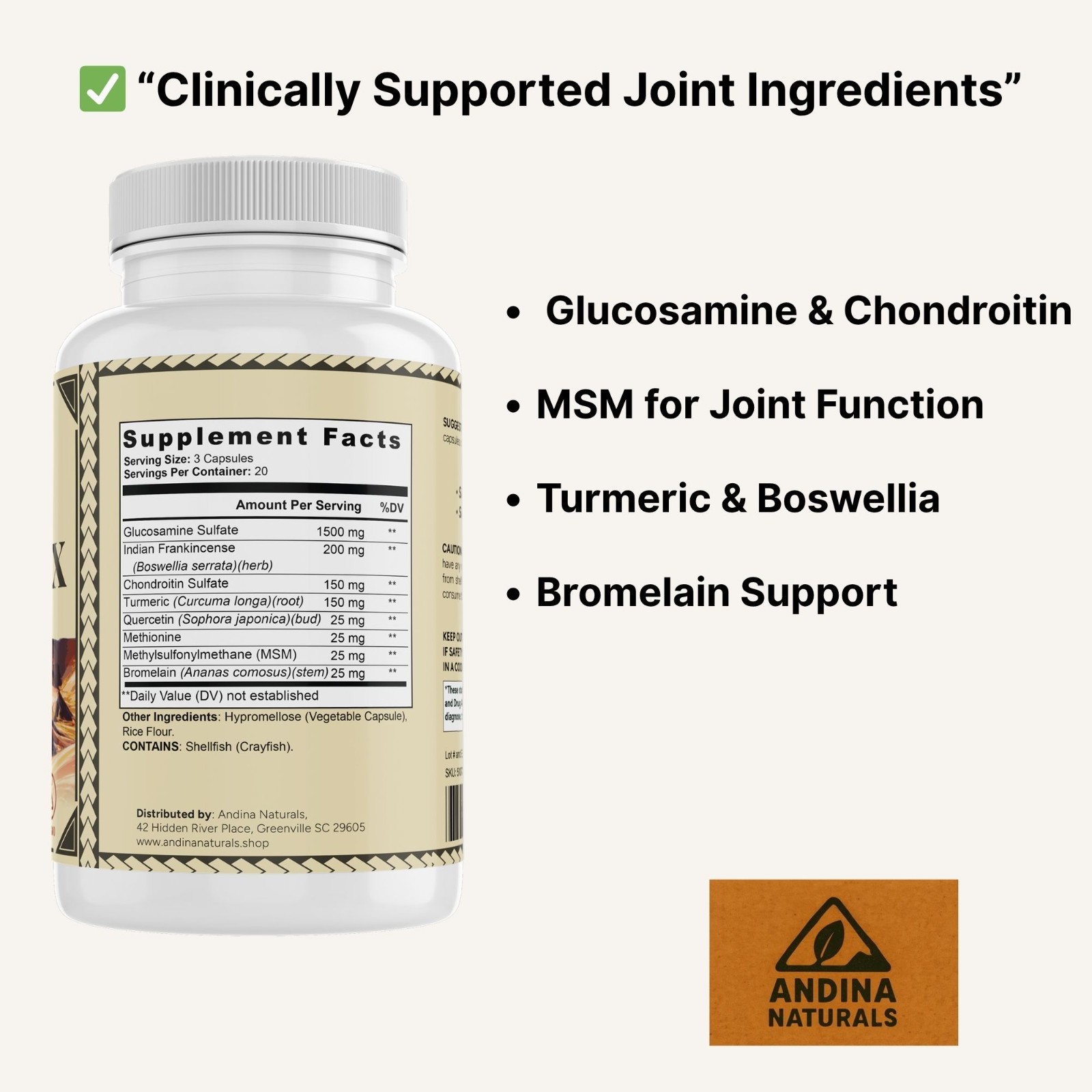 Joint Support Supplement Glucosamine MSM Turmeric–Flexibility & Mobility Formula