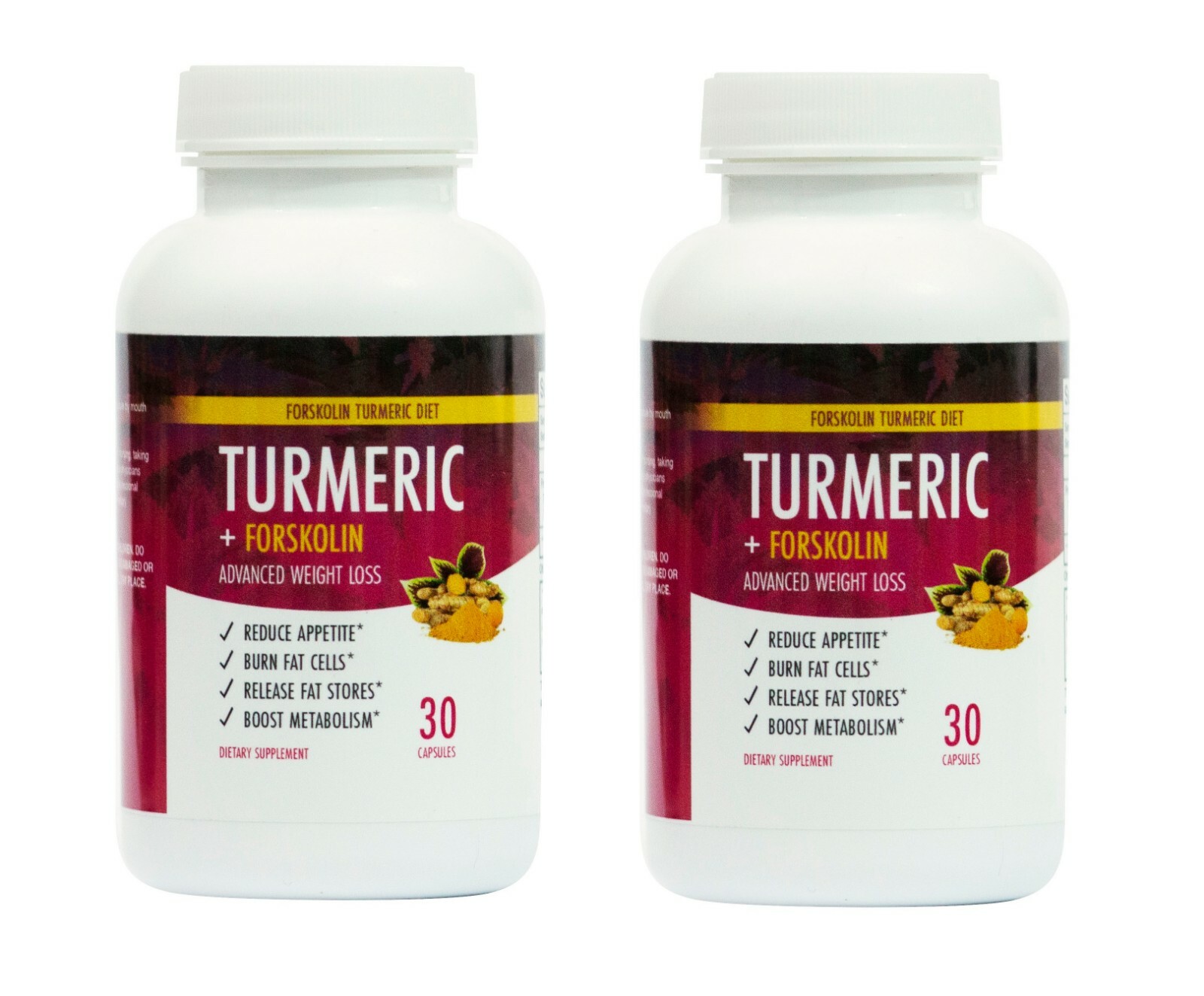 60 Days Turmeric and Forskolin Diet Advanced Weight Loss Formula Fat Burn 2 btls