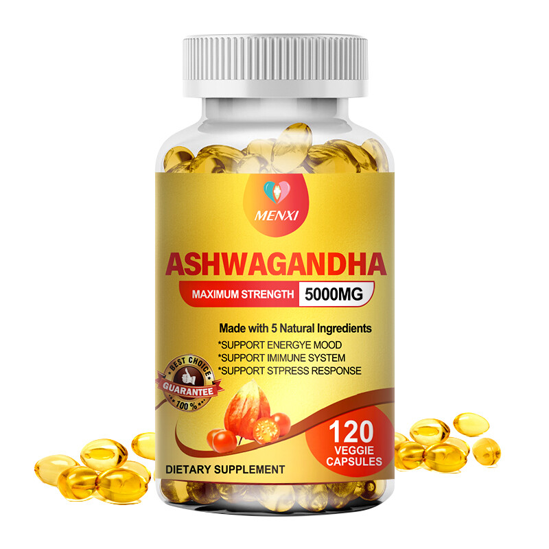 Organic Ashwagandha Capsules 5000mg 120 Capsules with Black Pepper Root Powder