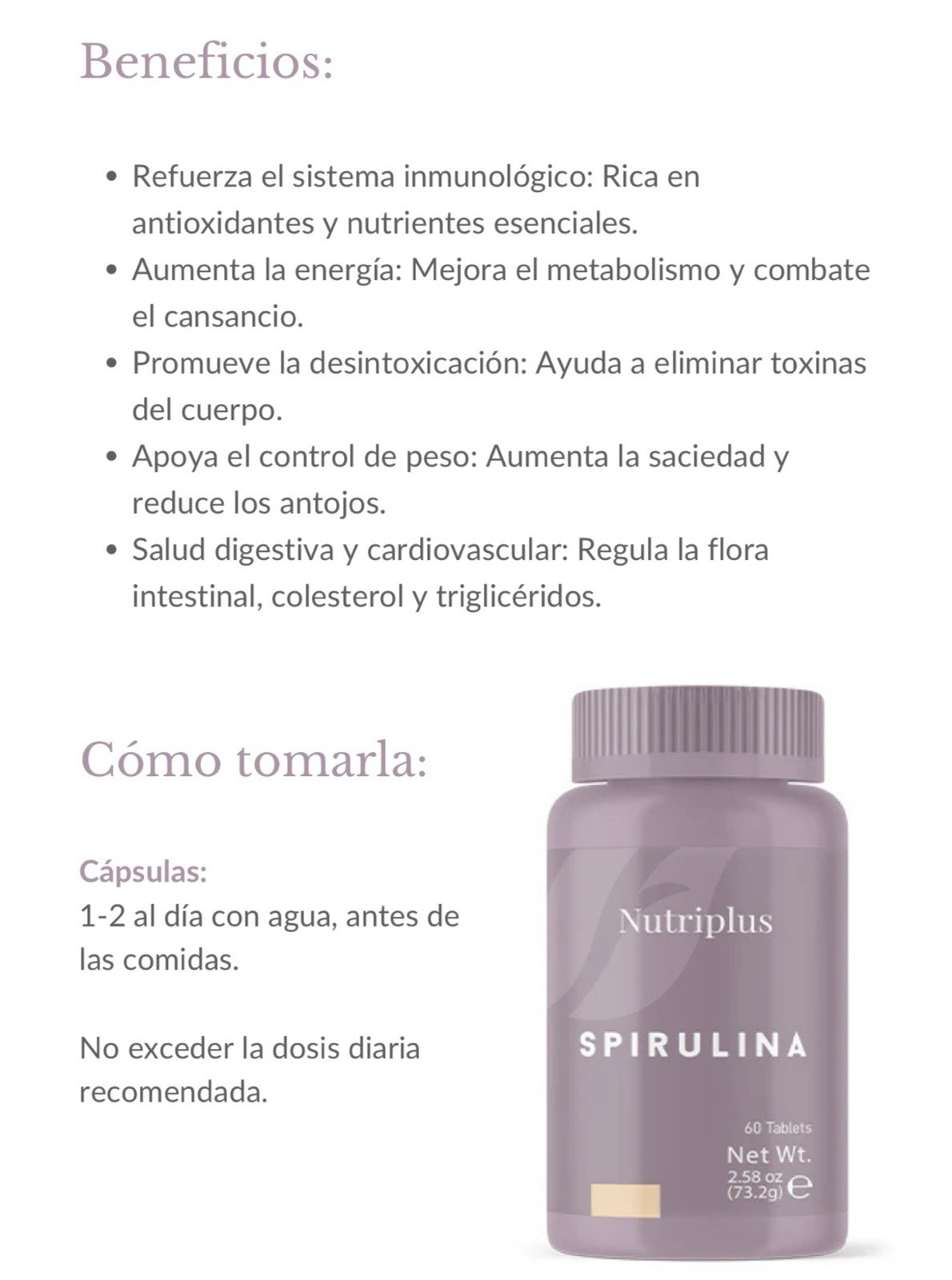 FARMASI – NUTRIPLUS SPIRULINA Dietary Supplements Tablet 60pcs