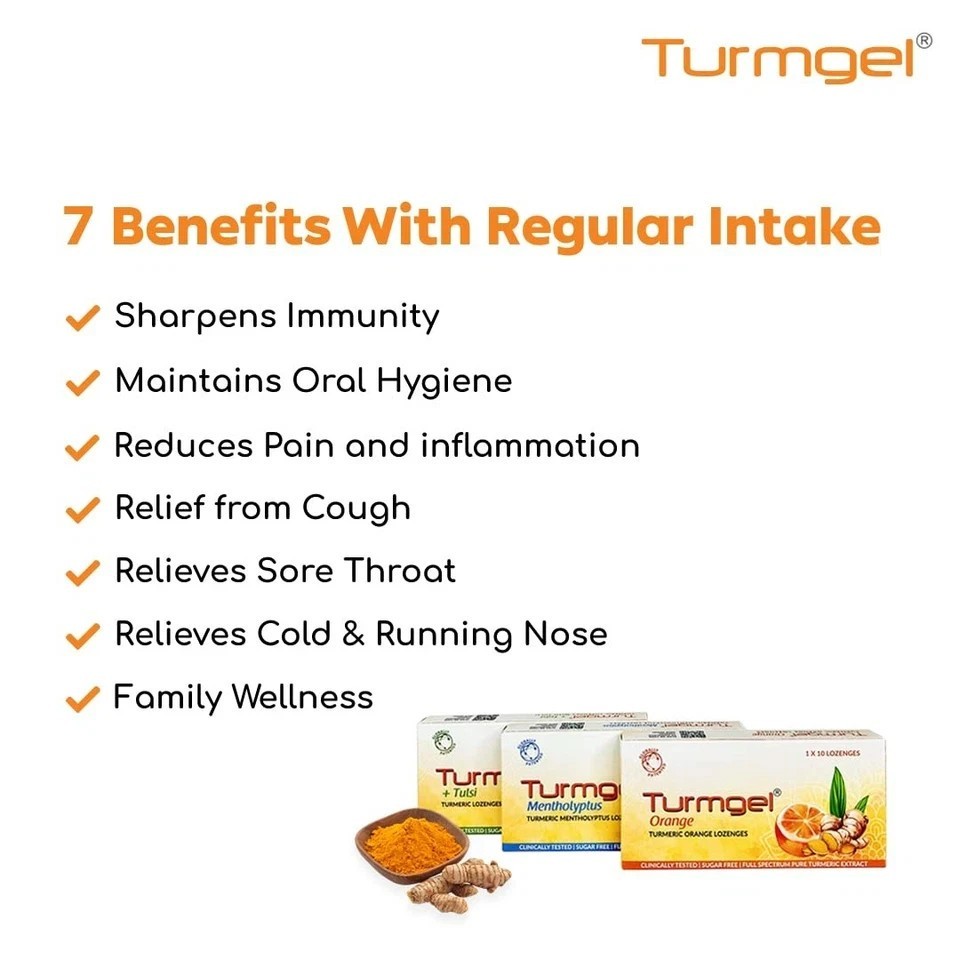 Turmgel Mentholyptus Lozenges | Turmeric | Cough, Cold, Oral Care | 100 Pcs