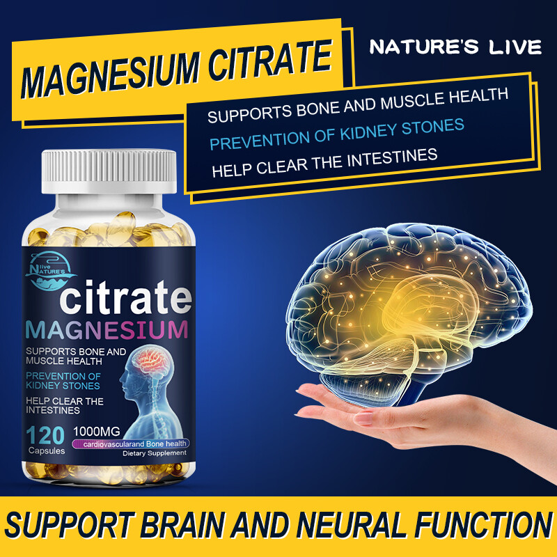2 Bottles Magnesium Citrate 1000mg Capsules Super Strong Effective Vegan Capsule