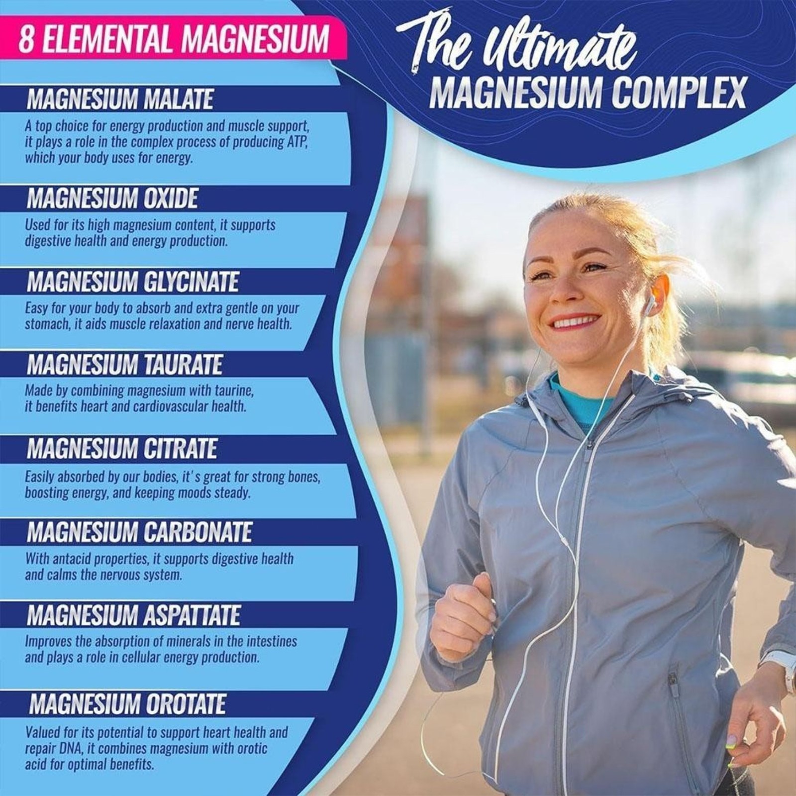 Toplux Nutrition Magnesium Complex 1000mg Supports 8 Elemental Magnesium 1-3Pack