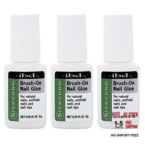 5 Second Brush-On 6 g, For Nail Tips, Full 0.20 Fl Oz (Pack of 3) Nail Glue