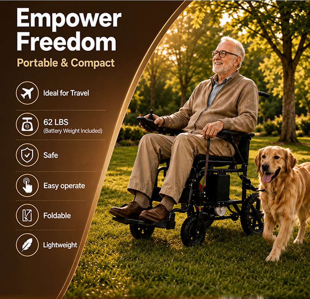 Lightweight Folding All Terrain Electric Wheelchair 500W Power For All Ages