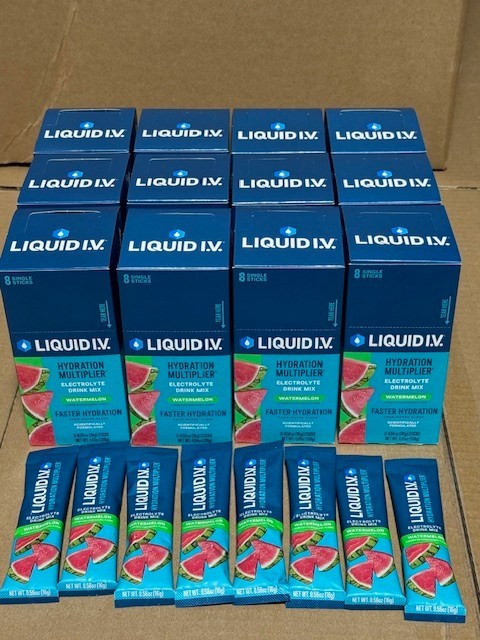 LIQUID I.V. Hydration Multiplier – Electrolyte Drink Mix Watermelon 8 Ct 12 Pack