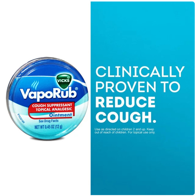 12 Pack of Vicks Vaporub Topical Ointment 12g Tin Travel Size by Vick
