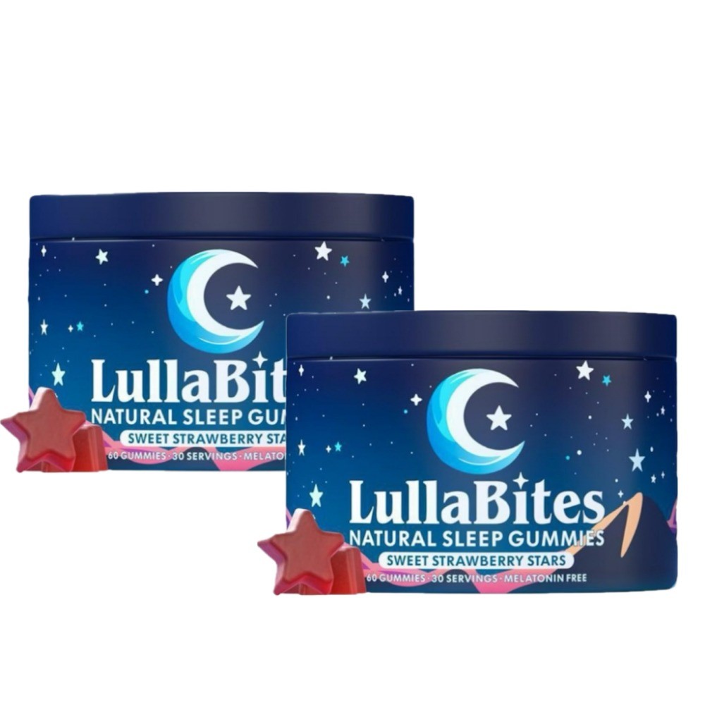 3PCS-NEW LullaBites Natural Sleep Gummies Strawberry Stars Flavor 60 Gummies