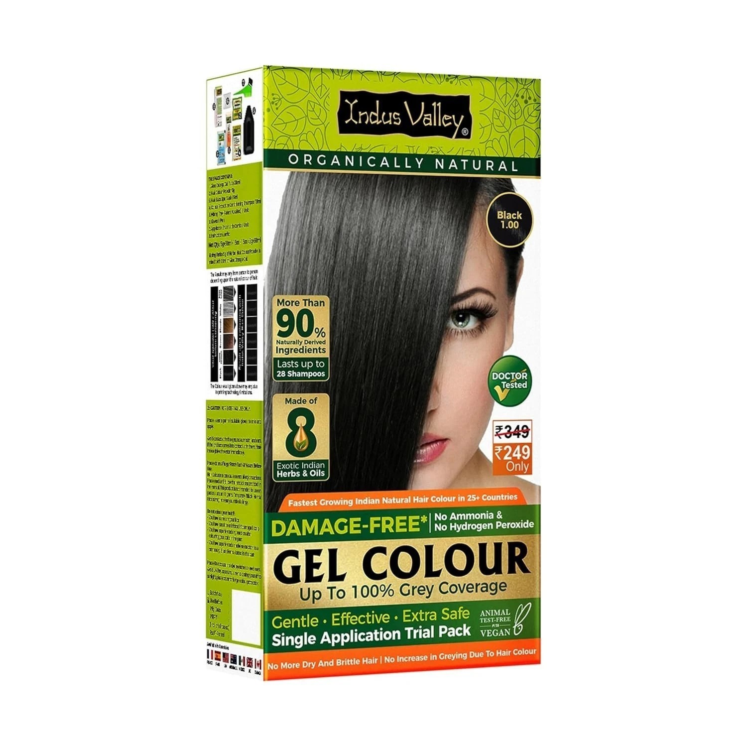 INDUS VALLEY Damage Free Natural Gel Hair Colour Trial Pack (Black, 65 ml)