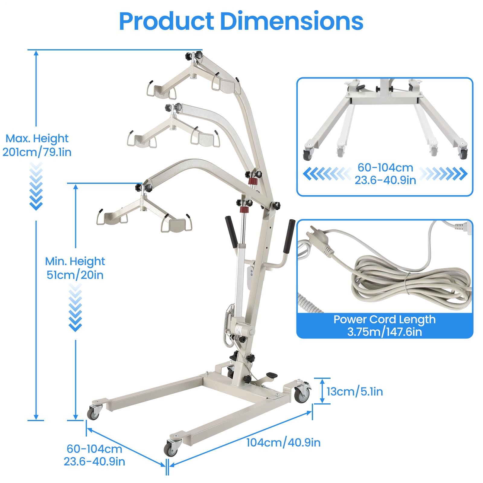 Patient Lift Electric Foldable Hydraulic Body Transfer for Home Use Heavy-Duty