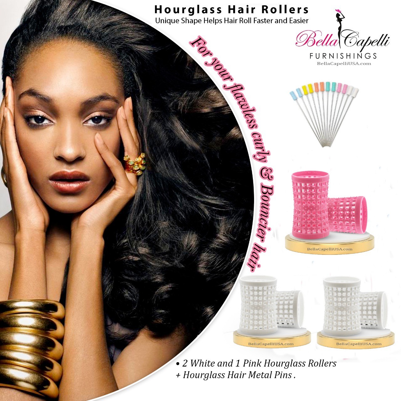 Hourglass All Hair Types Unisex Rollers– Orange 22mm/0.87in – Pack of 12