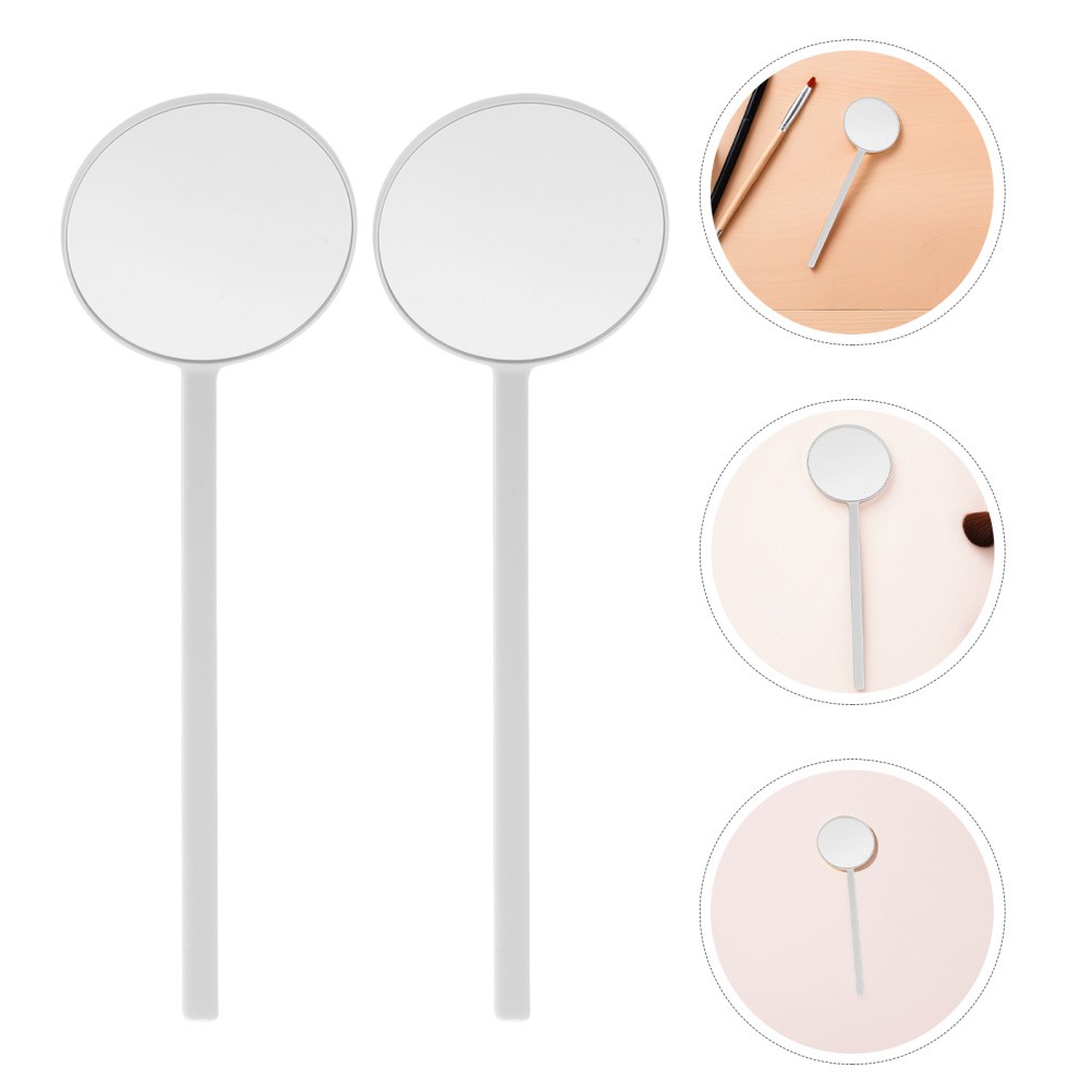 2pcs Handheld Eyelashes Mirrors for Lash Extension – 7.4×2.4in Portable Round