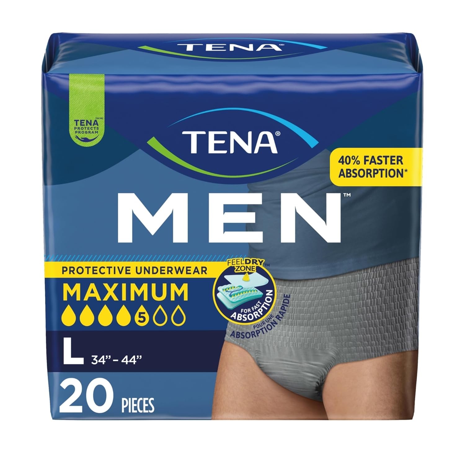 Tena Men Adult Protective Underwear Maximum Absorbency Better Fit Men’s Adult