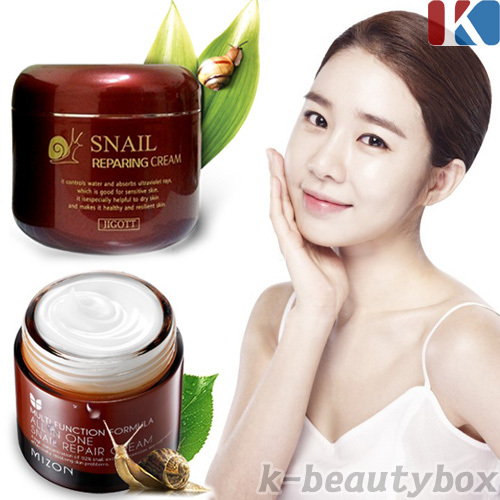 MIZON All In One Snail Repair Cream 75ml, JIGOTT Snail Reparing Cream 100g