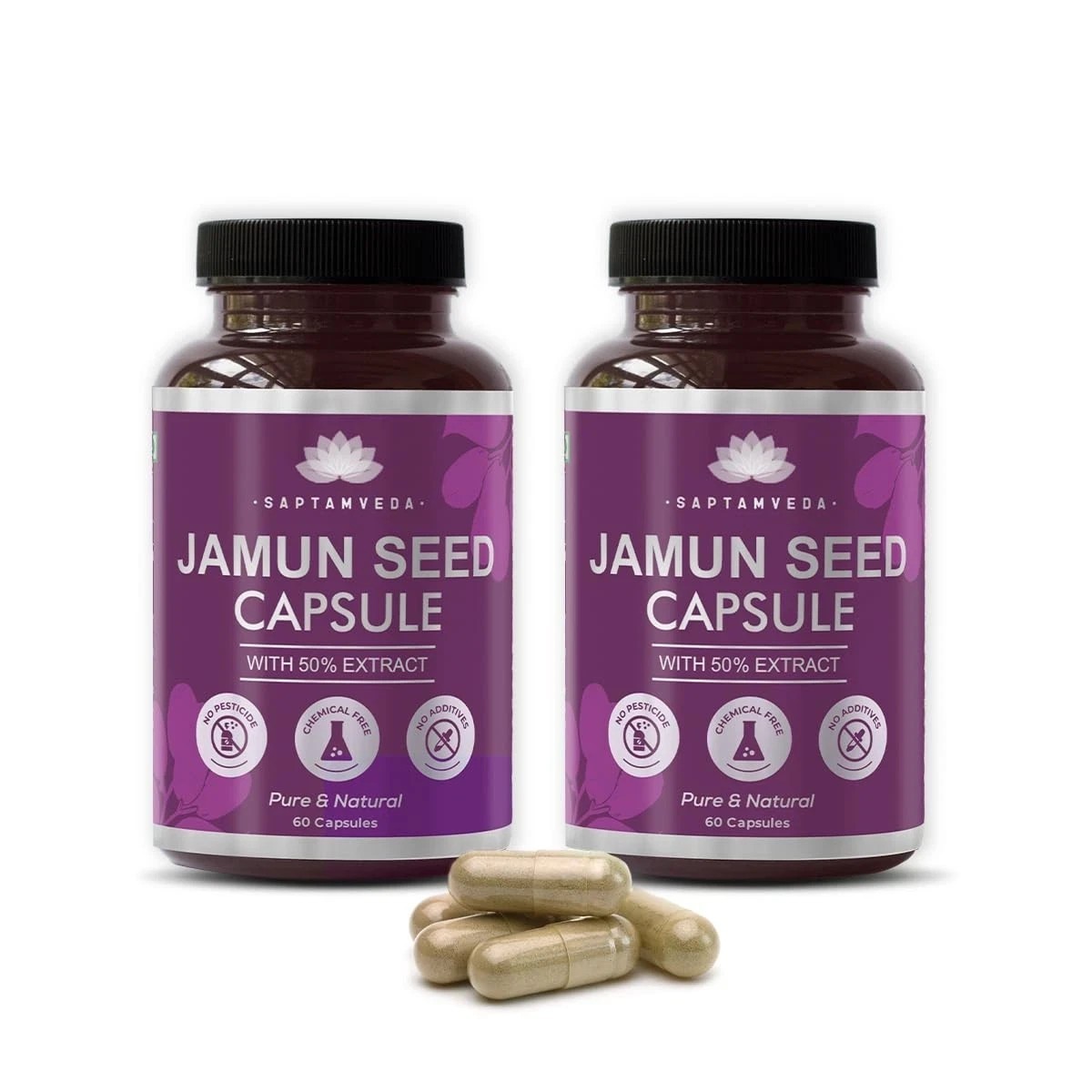 Saptamveda Jamun Seed Capsules, 60 Capsules Each Set Of 2