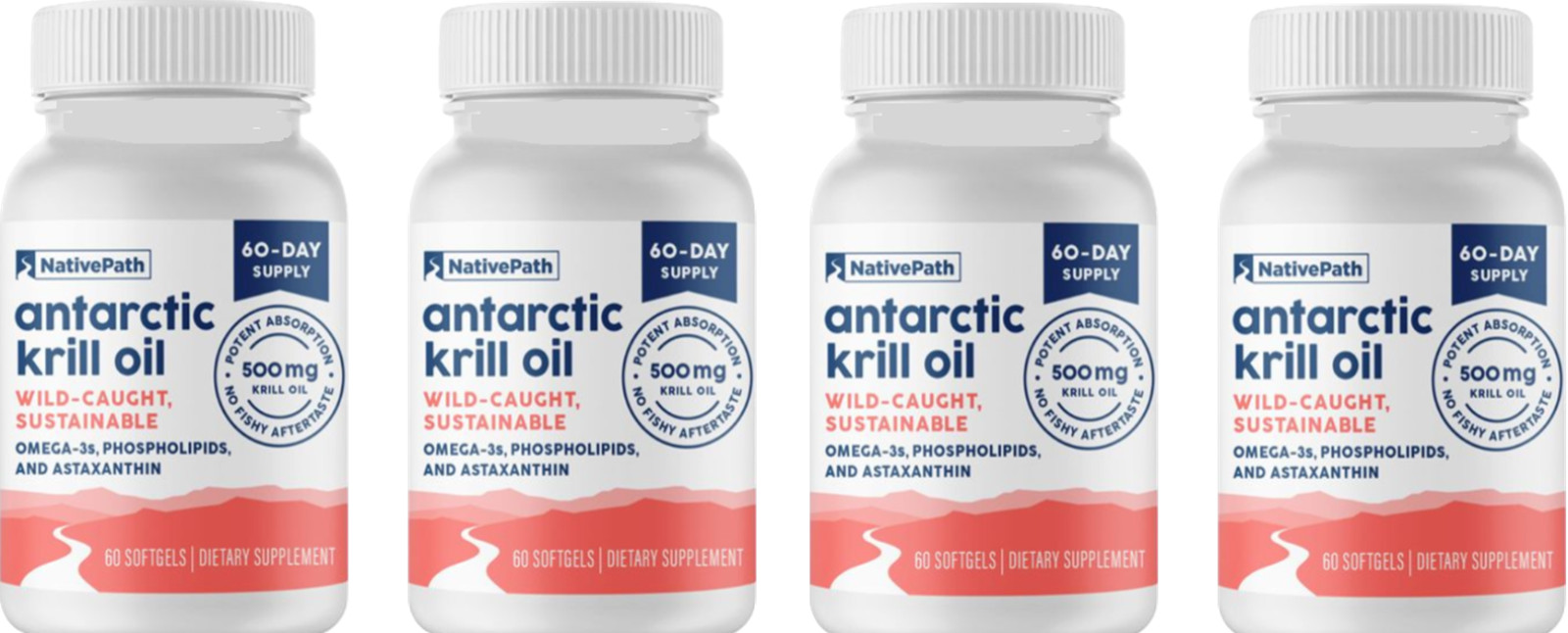 Antarctic Krill Oil Wild Caught Omega 3 DHA Astaxanthin, 500mg 60ct, 4PK 11/26