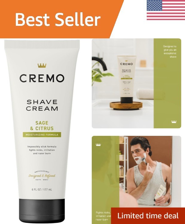 Sage & Citrus Shave Cream, 6 Fl Oz – Ultra-Slick, Barber-Grade Experience