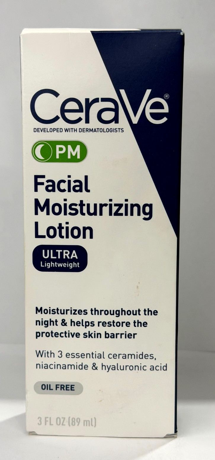 CeraVe PM Facial Moisturizing Lotion,Night Cream Hyaluronic Acid and Niacinamide