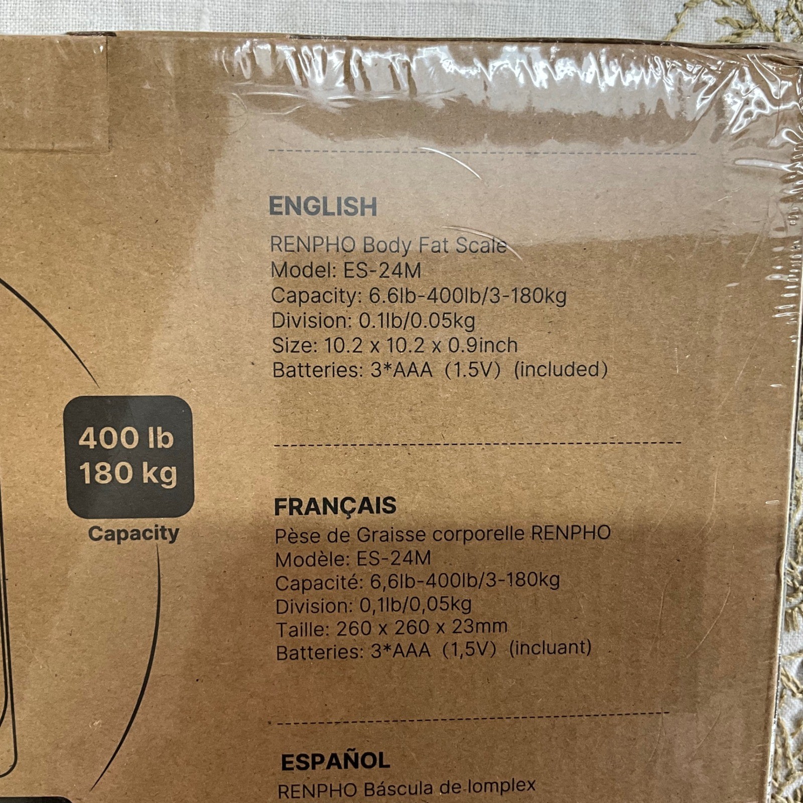 RENPHO Smart Bluetooth Body Fat Scale ES-24M Digital Bathroom Scale 400lb Black