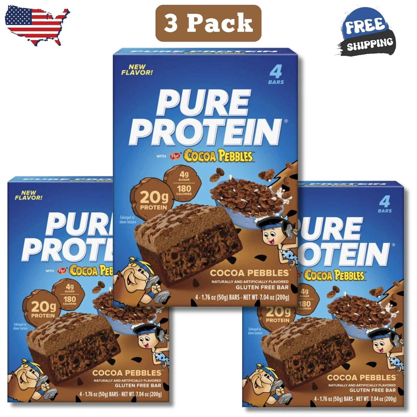 Pure Protein Bar, Cocoa Pebbles Protein, Gluten Free, 1.76 oz, 12 Ct