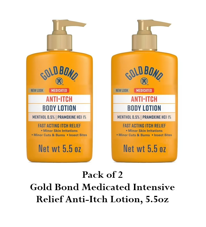 Gold Bond Medicated Intensive Relief Anti-Itch Lotion, Lightweigh, 5.5oz,2pack