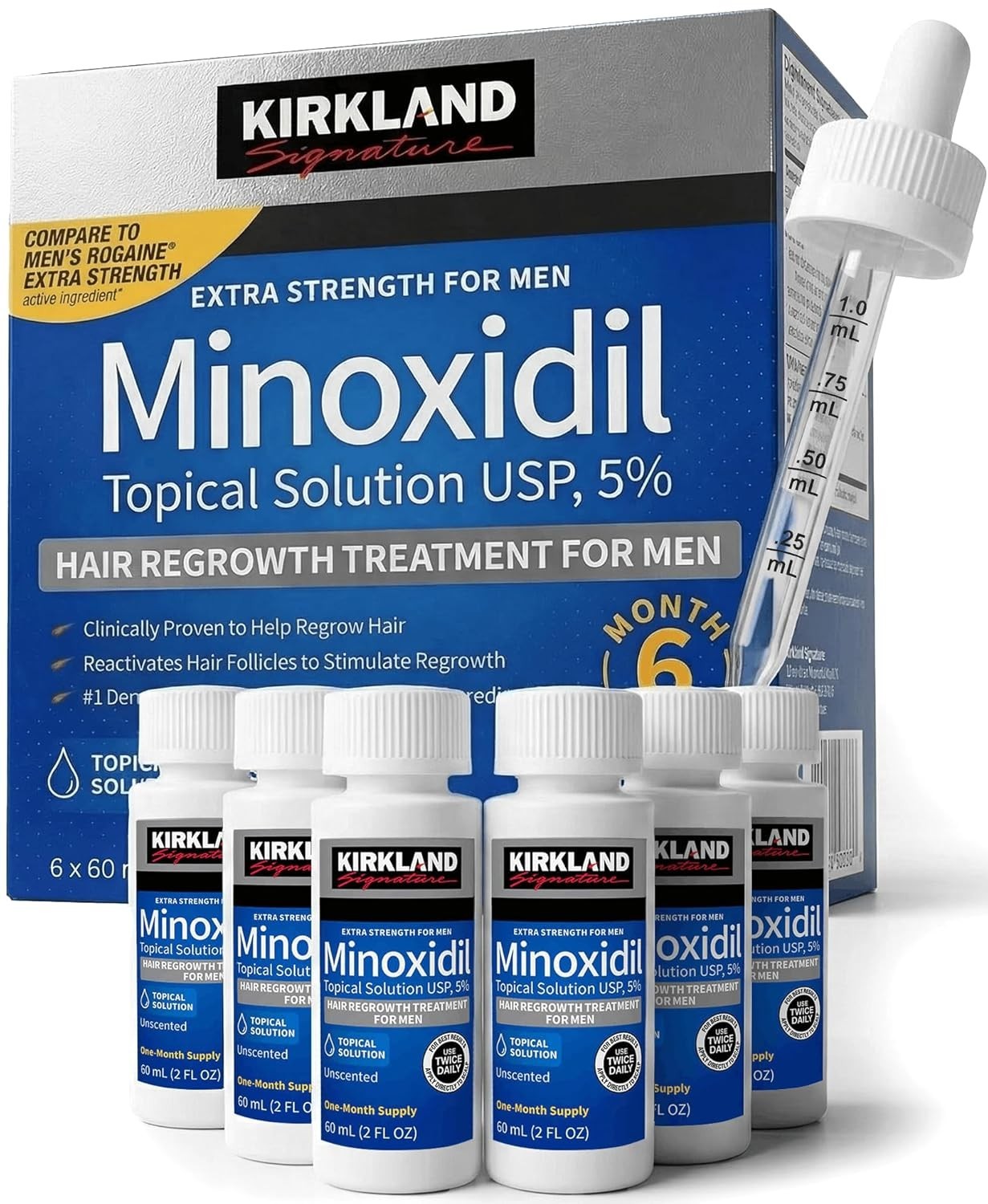 Kirkland Minoxidil 5% Hair Regrowth Treatment for Men, 6 Month Supply