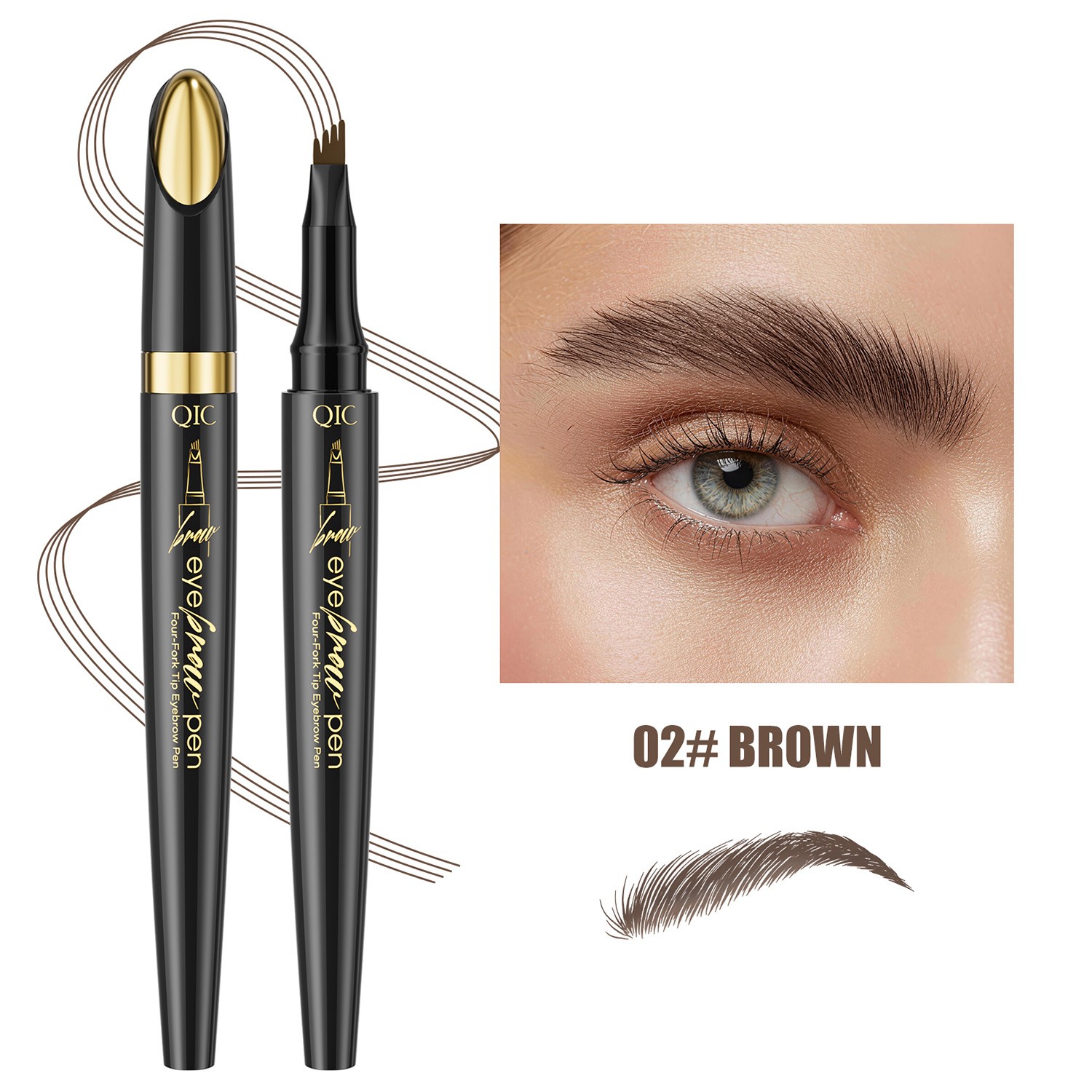 4-Prong Waterproof Eyebrow Pencil – Easy to Apply, Long-Lasting & Smudge-Proof