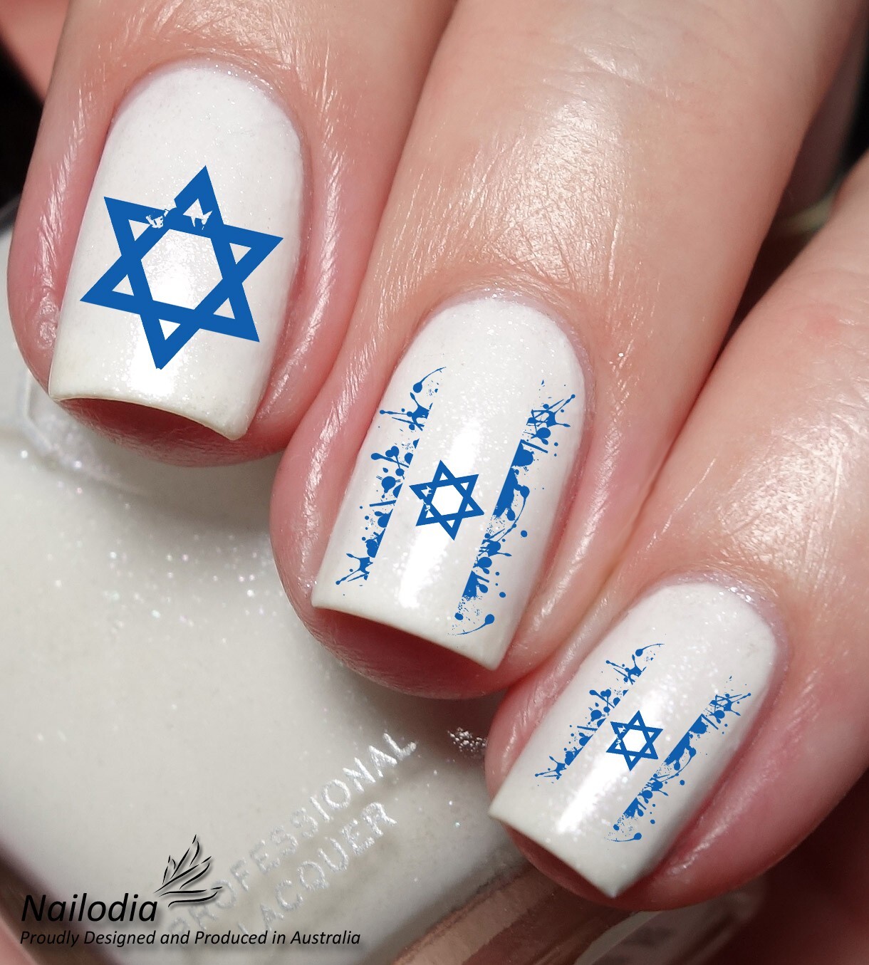I love Israel Flag Menorah Jewish Nail Art Decal Sticker Water Transfer Slider