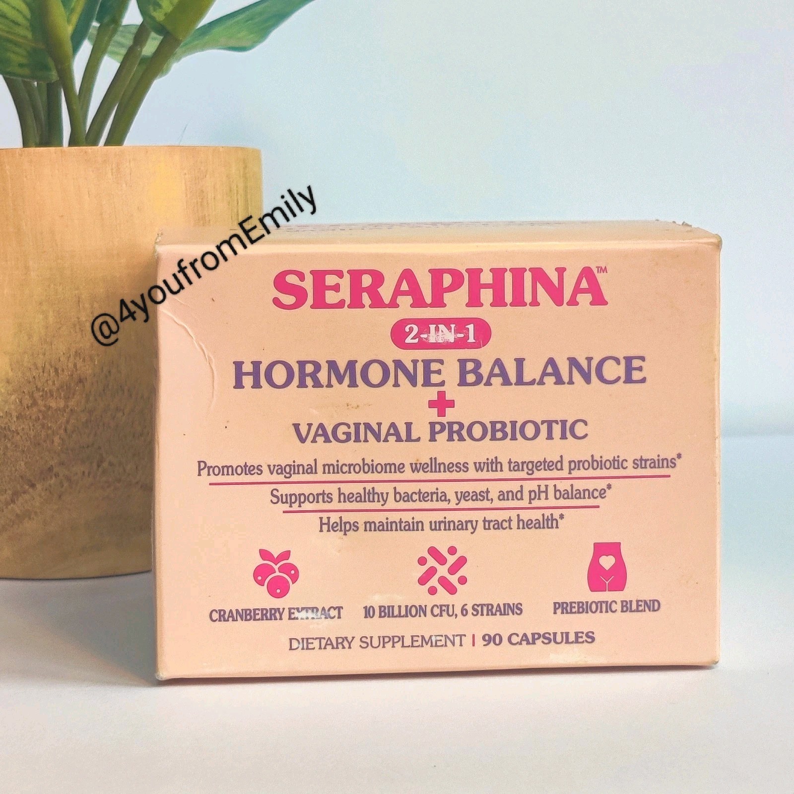 Seraphina 2 in 1 Hormone Balance + Vaginal Probiotic 90 Capsules – 04 or 05/27