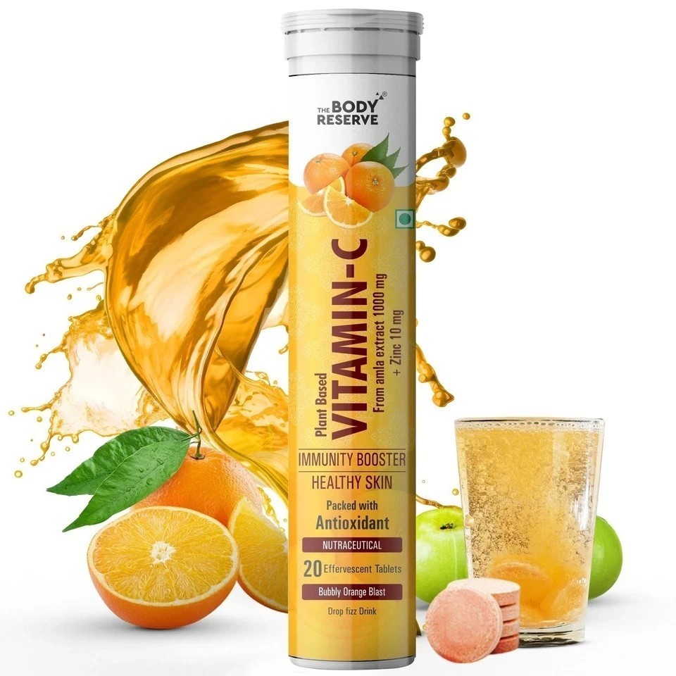 The Body Reserve Natural Vitamin C, Amla Extract With Zinc | Orange Flavour 60N