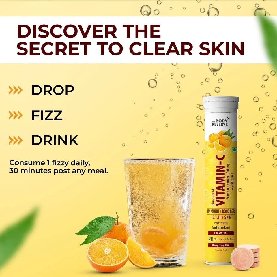 The Body Reserve Natural Vitamin C, Amla Extract With Zinc | Orange Flavour 80N