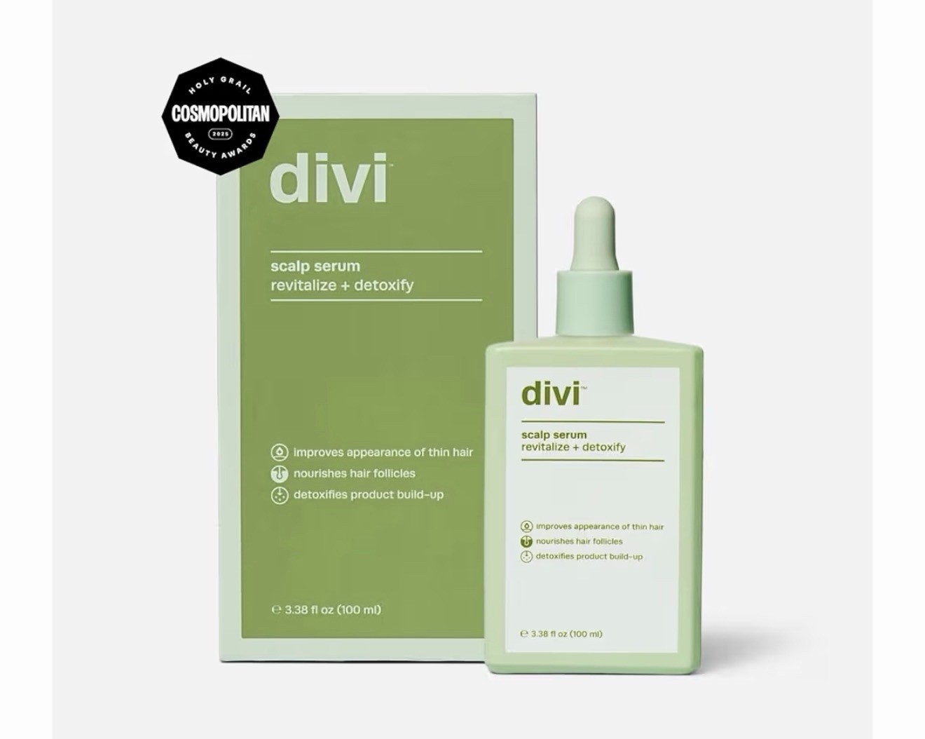 Divi Scalp Serum Revitalize + Detoxify 1 Oz 30 mL Full Size For Thin Hair