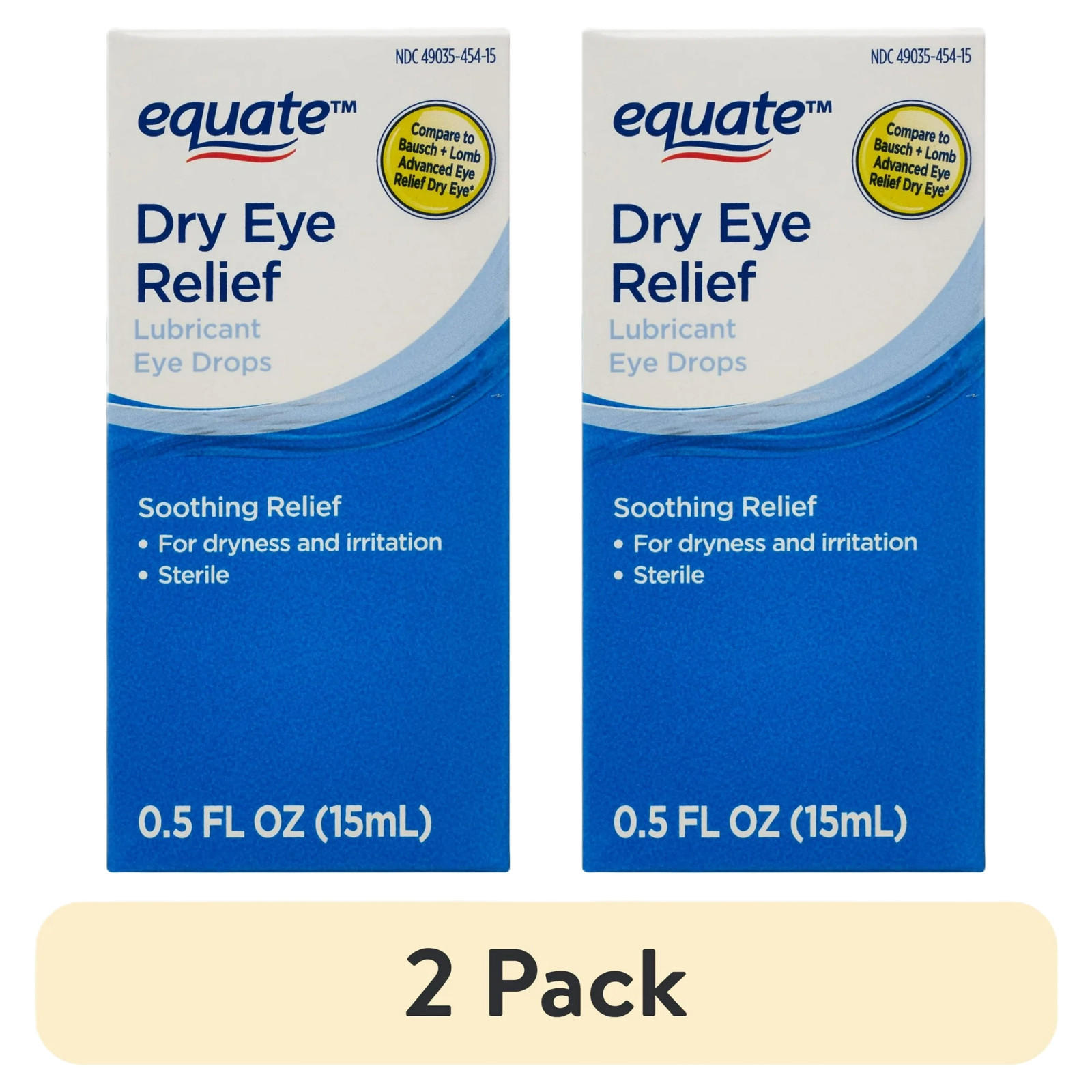 (2 Pack) Equate Dry Eye Relief Lubricant Eye Drops, 0.5 Fl Oz