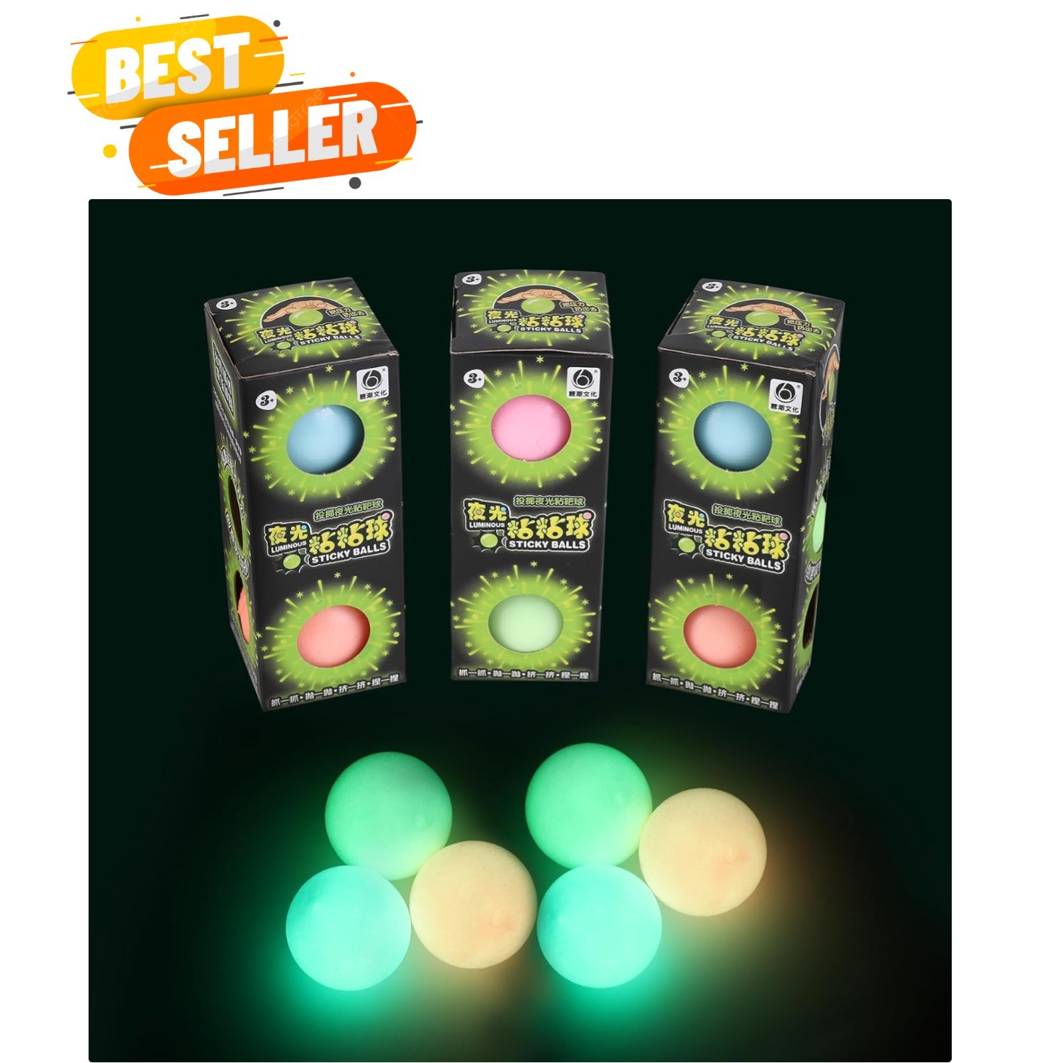 3pcs 2.4in Glow in the Dark Lumi Balls – Stress Relief & Fun for All Ages