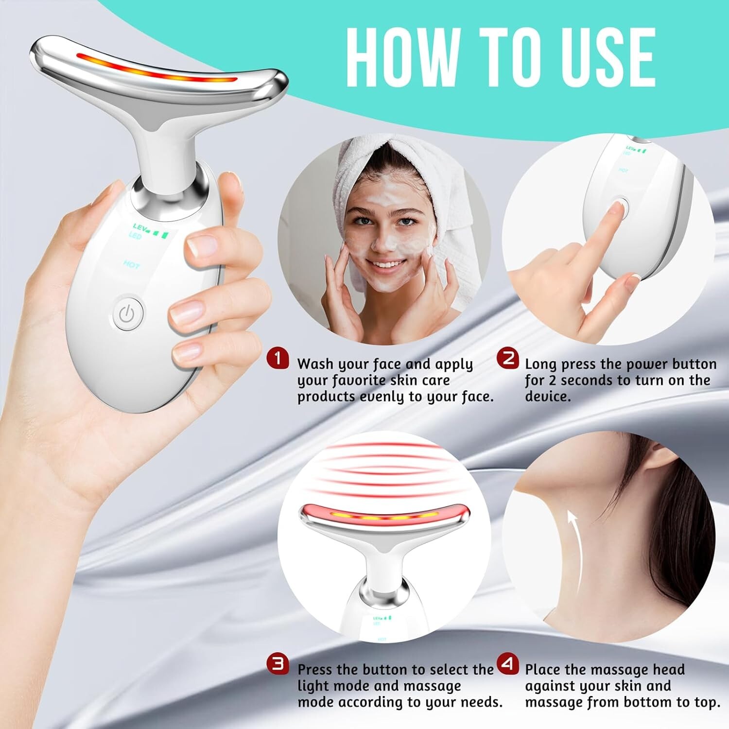 Facial Massager for Face and Neck,Red Light Therapy Wand,Face Tool for Skin Care