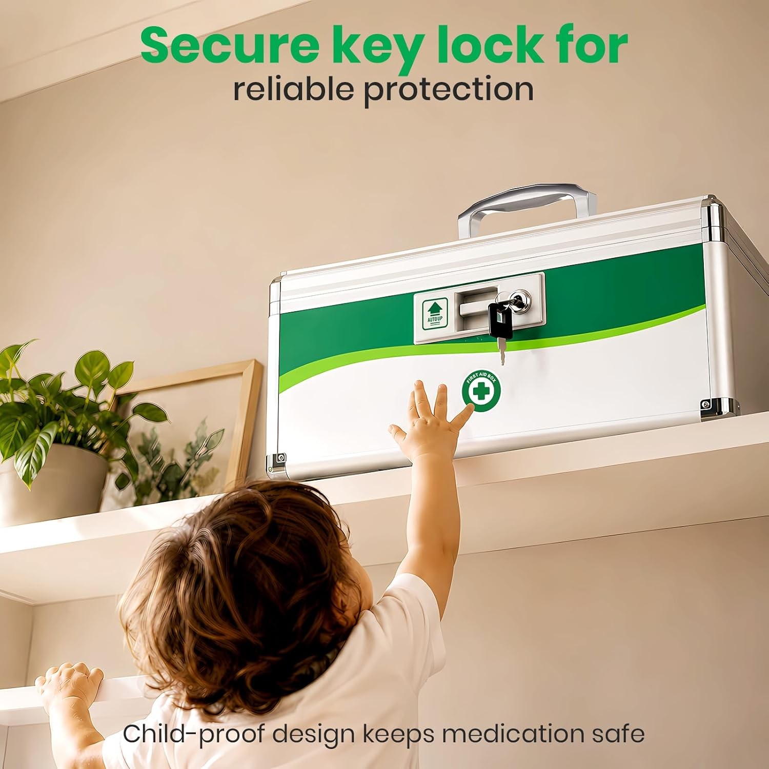 Medicine Lock Box, First Aid Safe Medication Storage Box, Layered Aluminum