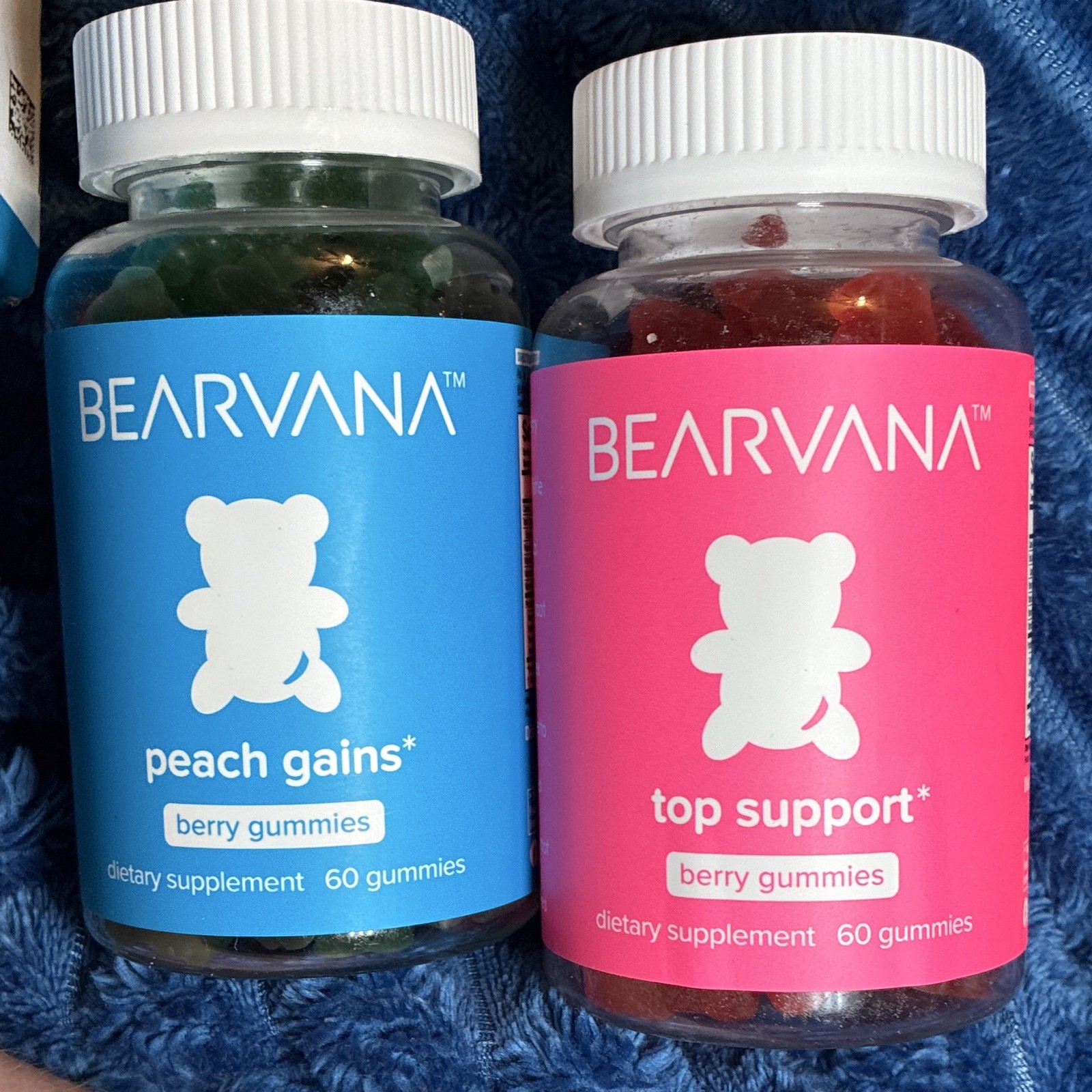 Bearvana Gummies Bundle 2 Pack Berry Top Support + Peach Gains 60 Ct