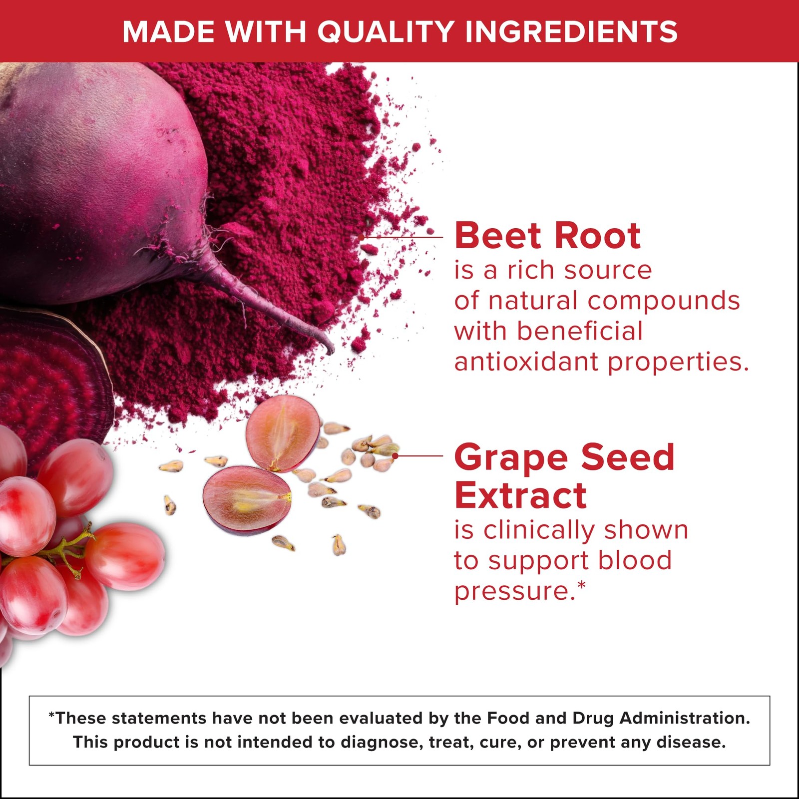 Qunol Blood Pressure Support, 3 in 1 Beets + CoQ10 + Grape Extract, Beet Root…