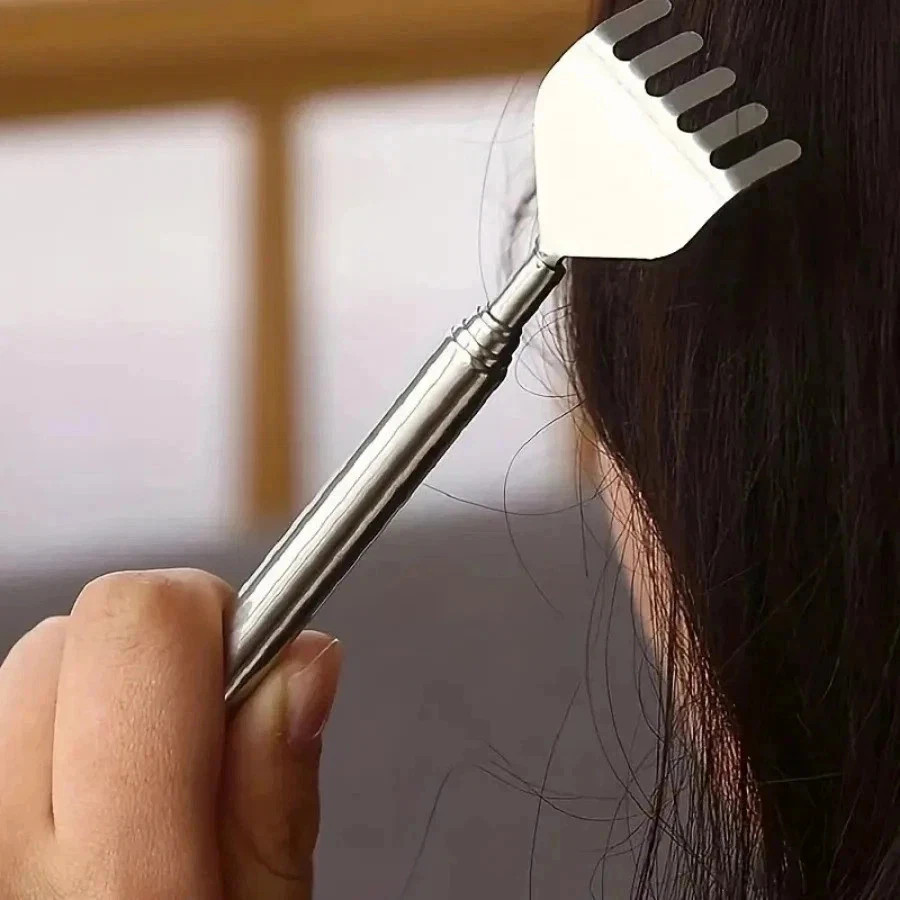 silvery Telescopic Back Scratcher, Portable Extendable Stainless Steel Scratcher